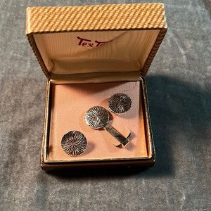 Vintage cufflinks and tie clip